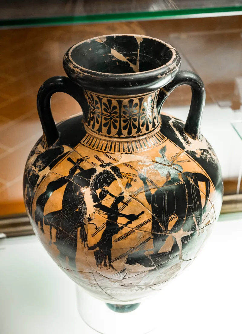 Acheloos Painter - Abv 383 2 - Herakles And The Kerkopes - Struggle For The Deer - Firenze Man 3871 - 