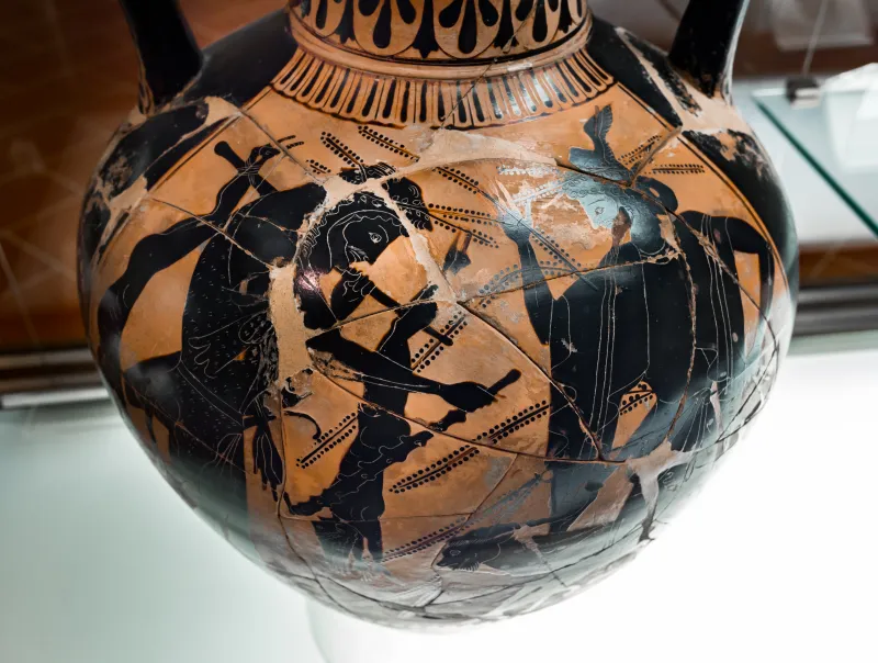 Acheloos Painter - Abv 383 2 - Herakles And The Kerkopes - Struggle For The Deer - Firenze Man 3871 - 