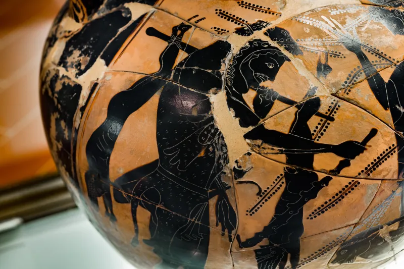 Acheloos Painter - Abv 383 2 - Herakles And The Kerkopes - Struggle For The Deer - Firenze Man 3871 - 