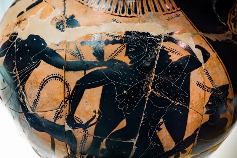 Acheloos Painter - Abv 383 2 - Herakles And The Kerkopes - Struggle For The Deer - Firenze Man 3871 - 