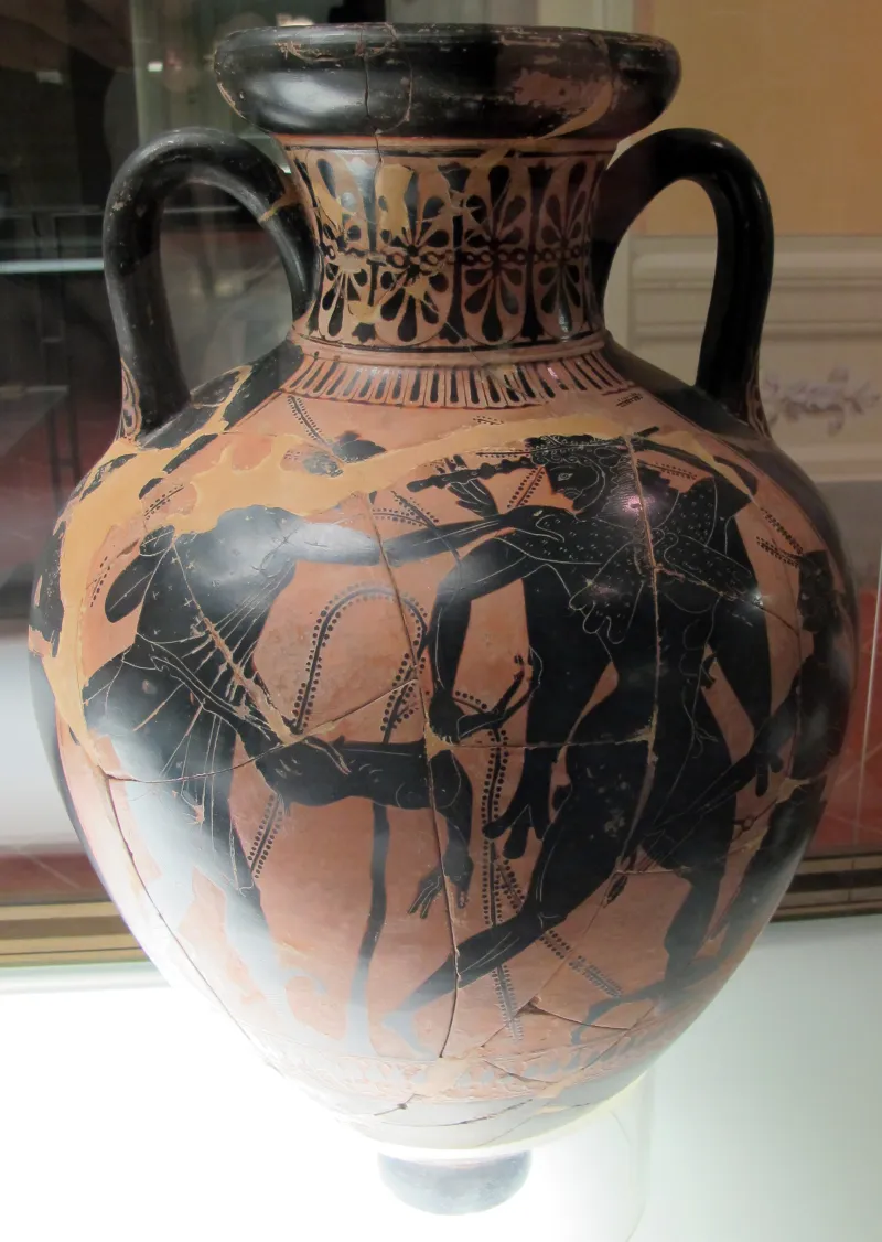 Pittore Di Acheloo, Anfora Con Heracles E I Cercopi, Heraclese E Apollo, 510-500 Ac Da Dolciano (Chiusi) 