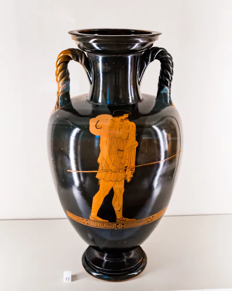 Achilles Painter - Arv 987 4 - Euphorbos With The Infant Oidipous - Man - Paris Bnf Cabmed 372 - 