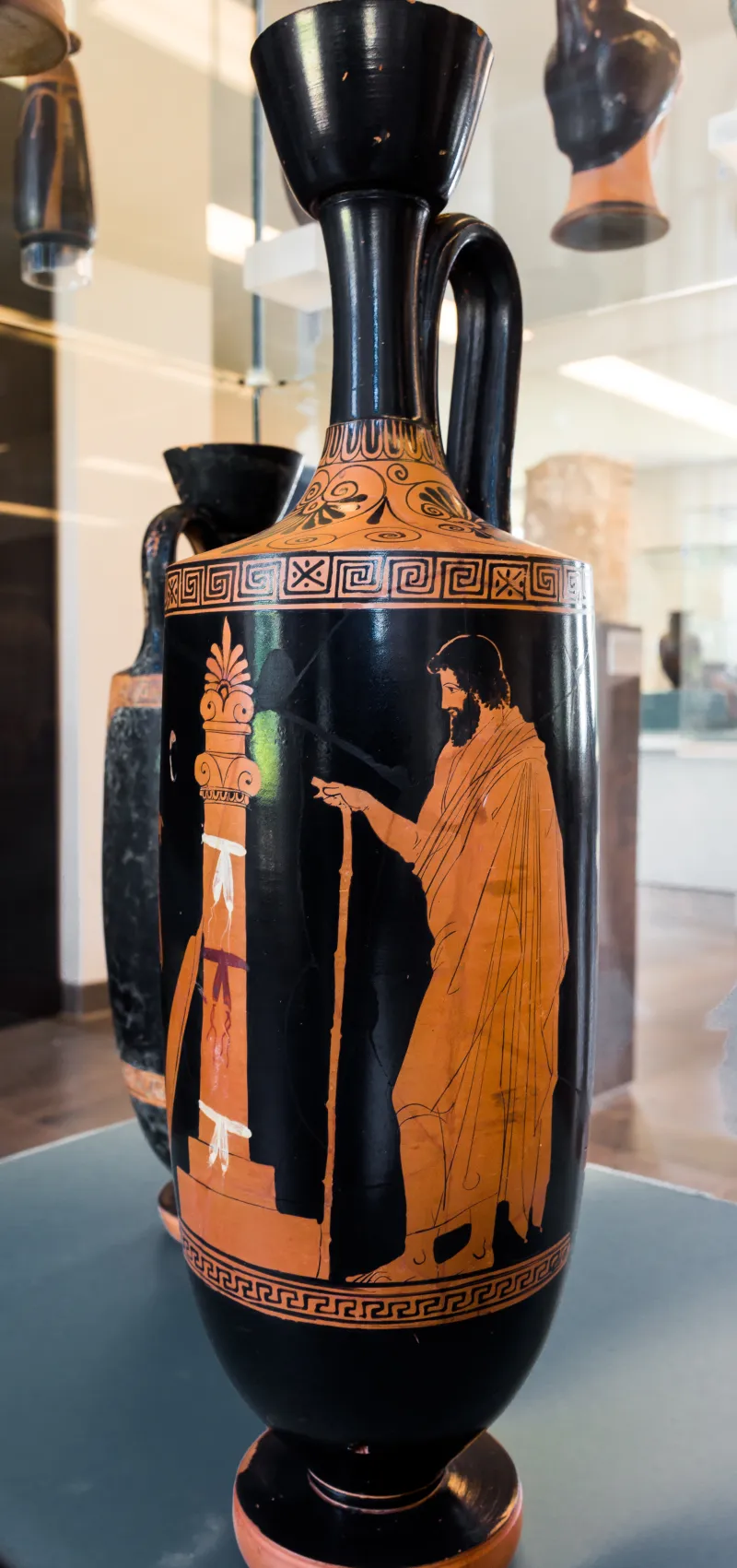 Manner Of The Achilles Painter Arv 1003 22 Two Bearded Men Standing At Tomb Stele 