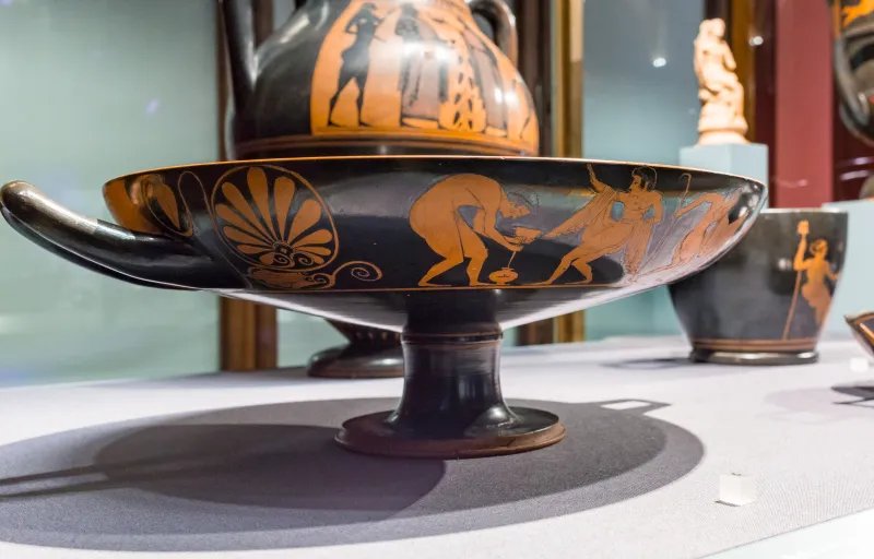 Aktorione Painter - Arv 137 Extra - Satyr With Rhyton - Maenads And Satyrs - Komos - Wien Khm As Iv 137 - 