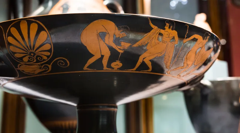 Aktorione Painter - Arv 137 Extra - Satyr With Rhyton - Maenads And Satyrs - Komos - Wien Khm As Iv 137 - 