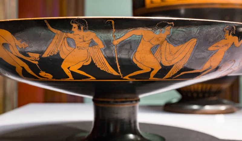 Aktorione Painter - Arv 137 Extra - Satyr With Rhyton - Maenads And Satyrs - Komos - Wien Khm As Iv 137 - 