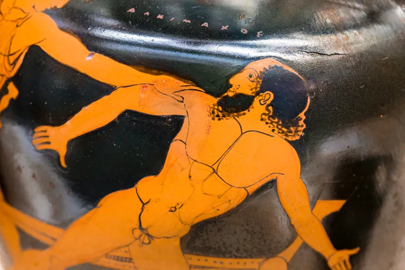 Alkimachos Painter Arv 530 19 Theseus And Prokrustes - Woman With Phiale Running 