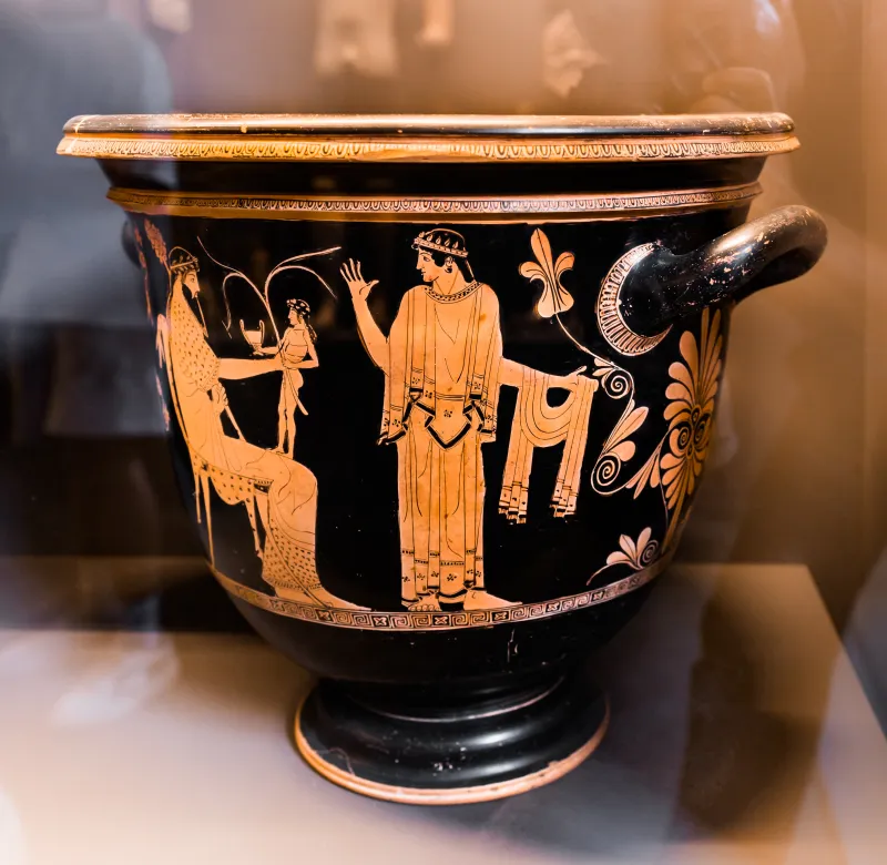 Altamura Painter - Arv 593 41 - Dionysos And Oinopion - Acontist Between Flute-Player And Nike - Ferrara Man 2738 - 
