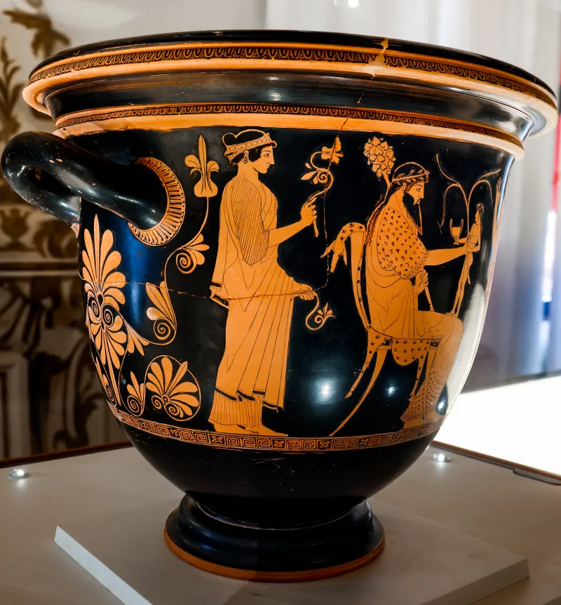 Altamura Painter - Arv 593 41 - Dionysos And Oinopion - Acontist Between Flute-Player And Nike - Ferrara Man 2738 - 