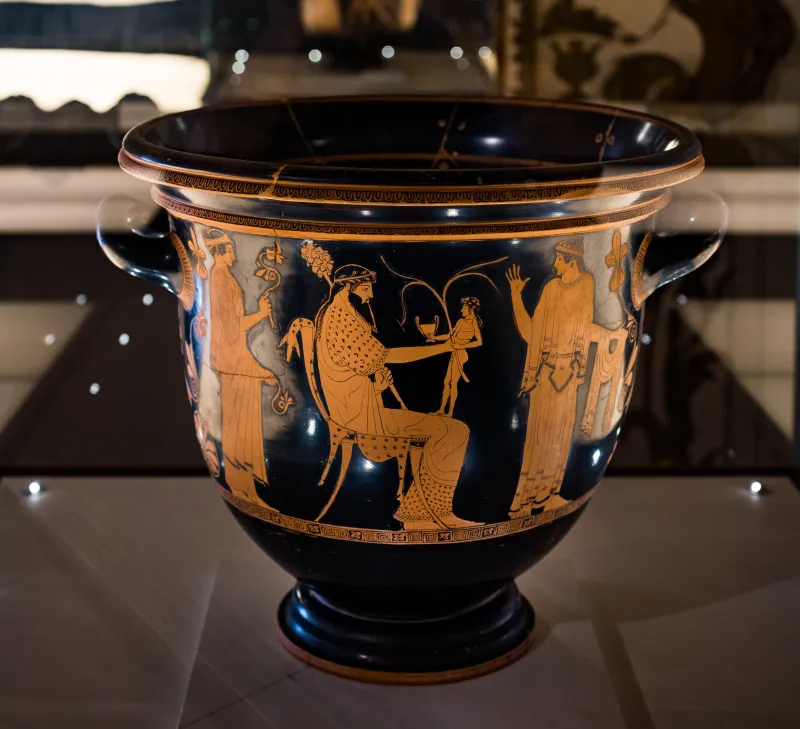 Altamura Painter - Arv 593 41 - Dionysos And Oinopion - Acontist Between Flute-Player And Nike - Ferrara Man 2738 - 