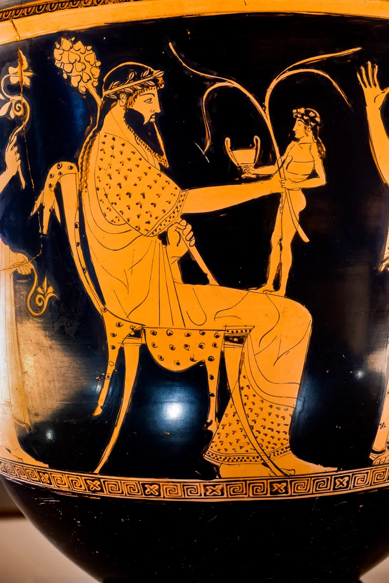Altamura Painter - Arv 593 41 - Dionysos And Oinopion - Acontist Between Flute-Player And Nike - Ferrara Man 2738 - 