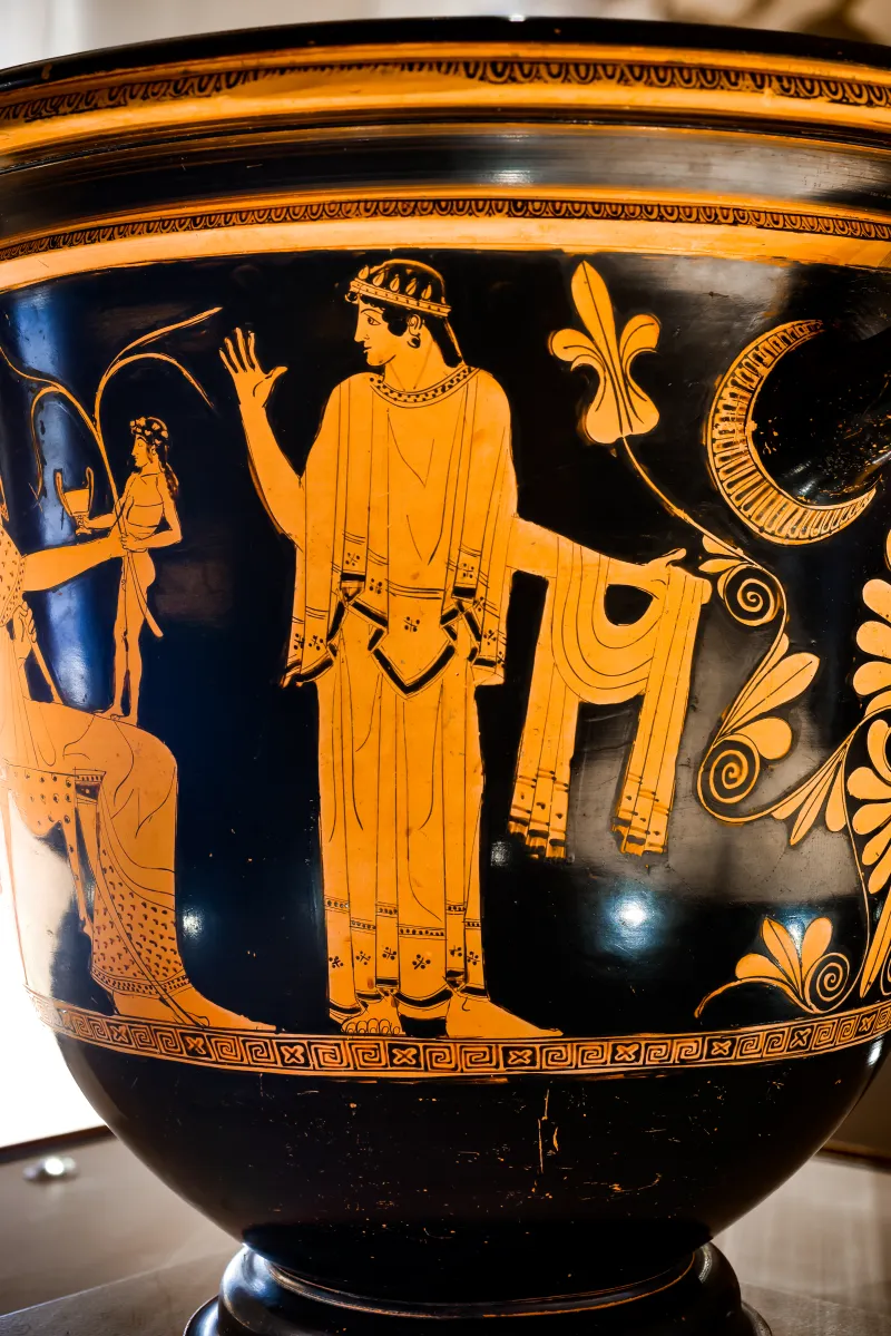 Altamura Painter - Arv 593 41 - Dionysos And Oinopion - Acontist Between Flute-Player And Nike - Ferrara Man 2738 - 