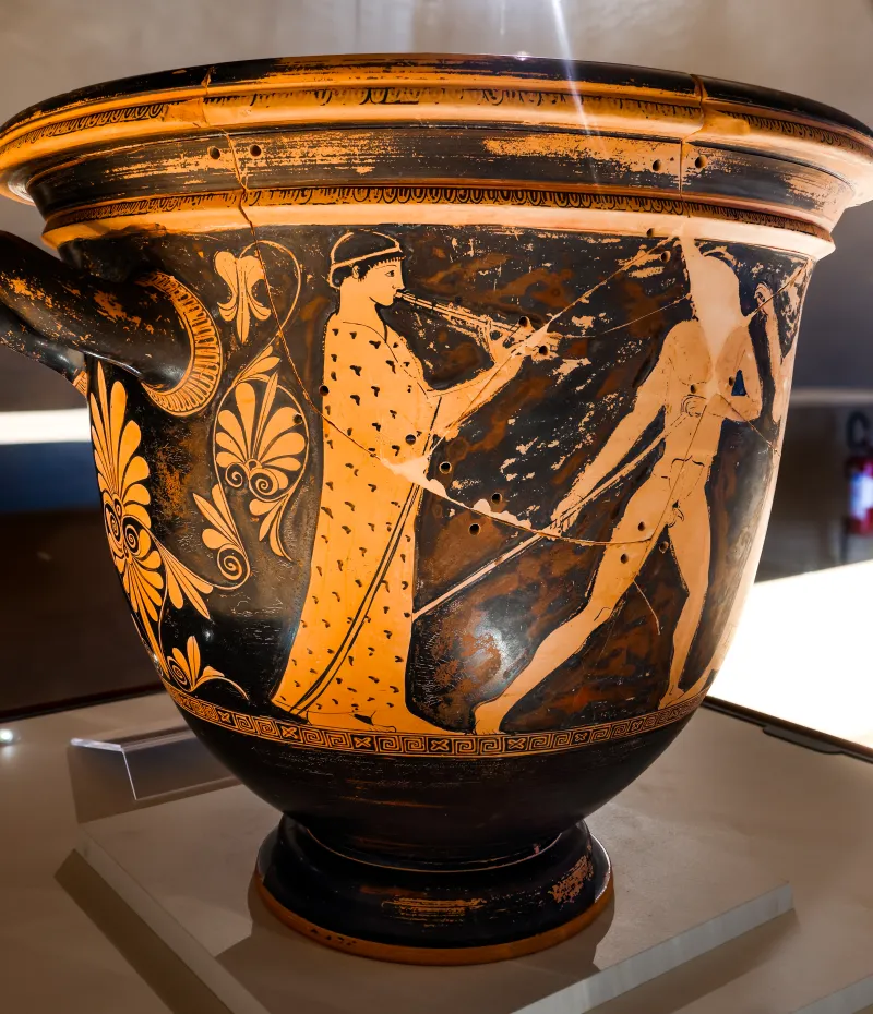 Altamura Painter - Arv 593 41 - Dionysos And Oinopion - Acontist Between Flute-Player And Nike - Ferrara Man 2738 - 