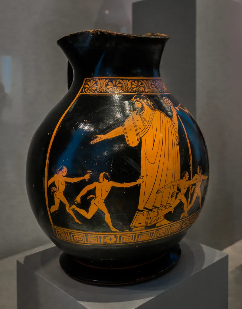 Altamura Painter Arv 595 71Bis Dionysos And Young Satyrs 