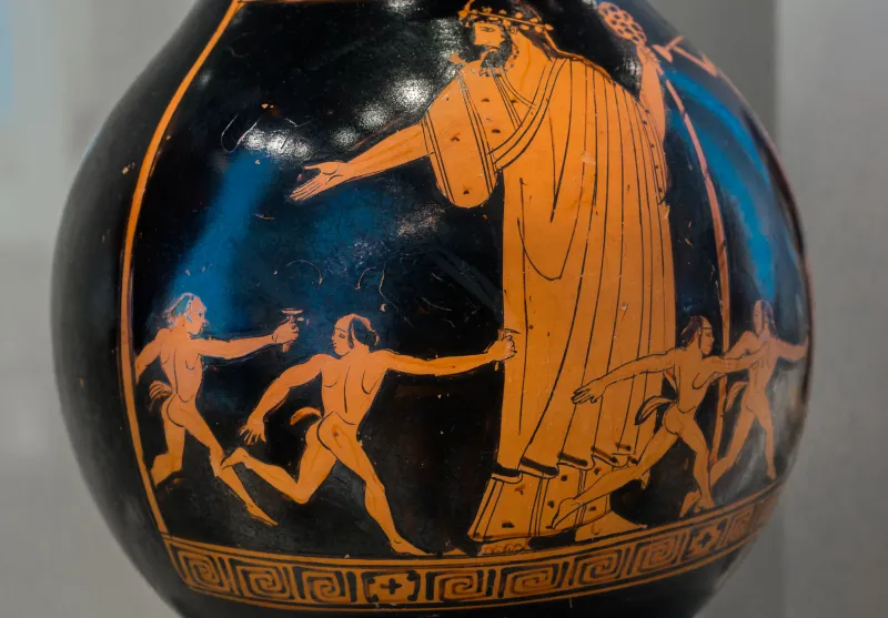 Altamura Painter Arv 595 71Bis Dionysos And Young Satyrs 