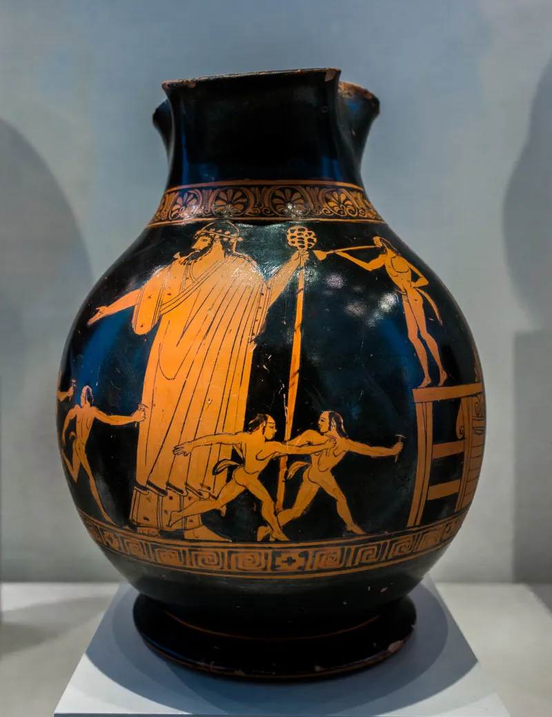 Altamura Painter Arv 595 71Bis Dionysos And Young Satyrs 