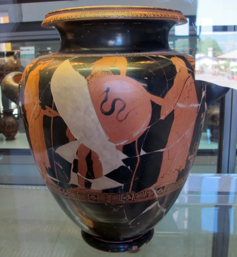 Pittore Di Altamura, Anfora Con Atena Che Lotta I Giganti E Partenza Del Guerriero, 475-450 03 Da Del Del Tufo, 