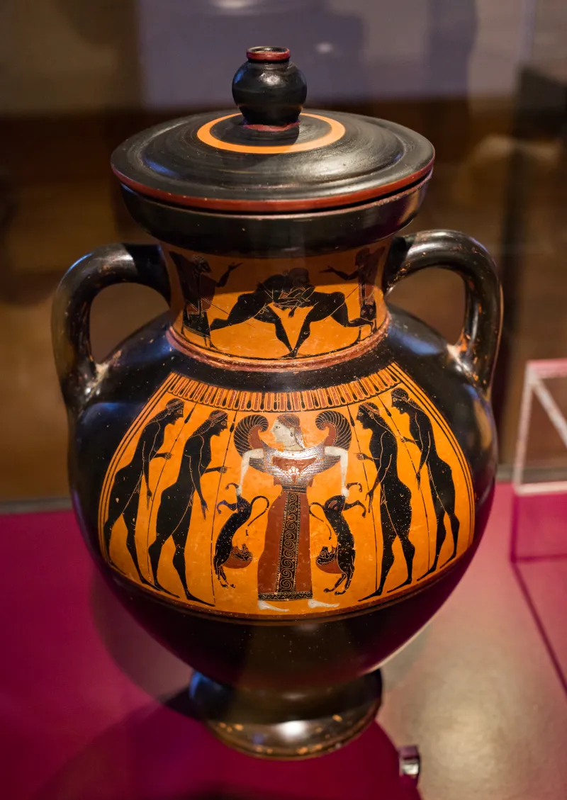 Amasis Painter - Abv 151 Extra - Wrestlers - Artemis With Lions Between Youths - Basel Asusl Bs 497 - 
