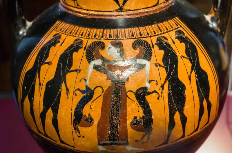 Amasis Painter - Abv 151 Extra - Wrestlers - Artemis With Lions Between Youths - Basel Asusl Bs 497 - 