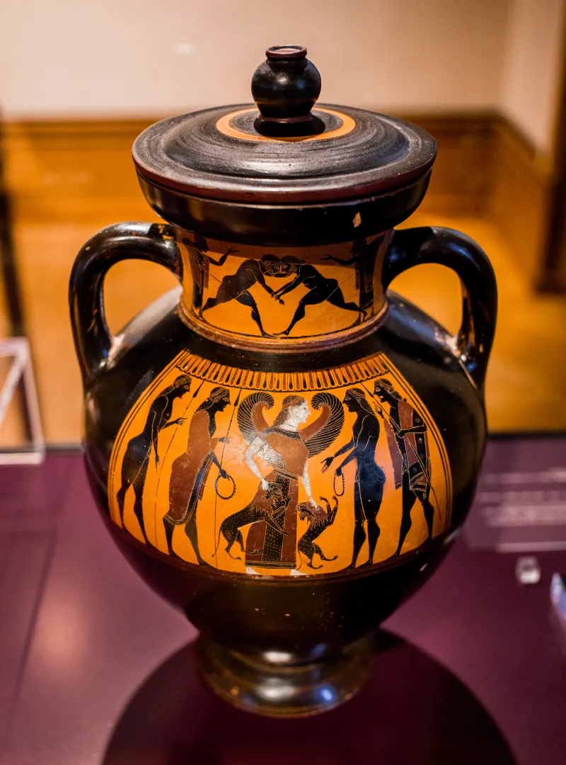 Amasis Painter - Abv 151 Extra - Wrestlers - Artemis With Lions Between Youths - Basel Asusl Bs 497 - 