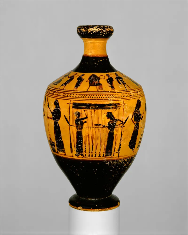 Lekythos, 550–530 Amasis Painter Weaving, Upright The 