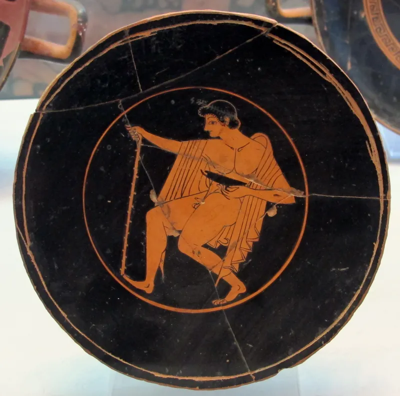 Pittore Di Ambrosios, Kylix Con Figura Maschile Con Bastone E Patera, 520-500 Ca Da Del Del Tufo, 