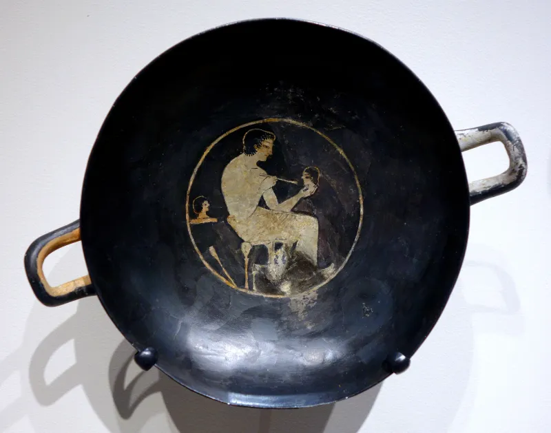 Red-Figure Kylix Youth Painting Head (Boston Mfa 