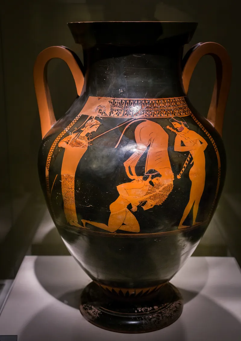 Andokides Painter Arv 4 8 Herakles And The Lion - Achilles And Ajax Playing 