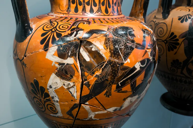 Antimenes Painter - Abv 269 37 - Herakles And The Amazons - Herakles With Iolaos And Athena - København Ncg 2653 - 