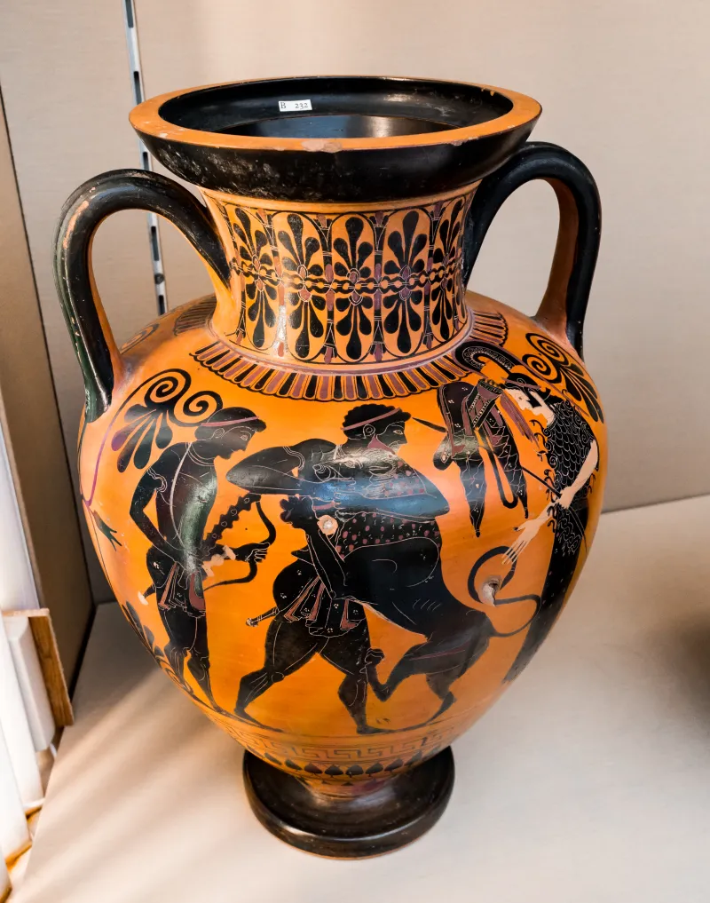 Antimenes Painter - Abv 270 57 - Herakles And The Lion - Dionysos With Satyrs And Maenads - London Bm 1843-1103-67 - 