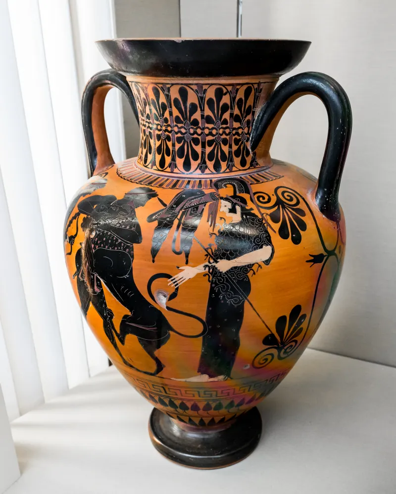 Antimenes Painter - Abv 270 57 - Herakles And The Lion - Dionysos With Satyrs And Maenads - London Bm 1843-1103-67 - 