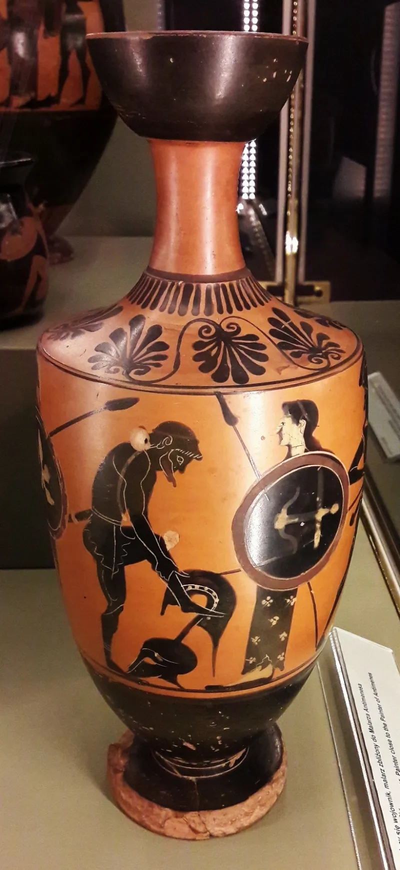 Athens Lekythos With A Warrior Putting On 