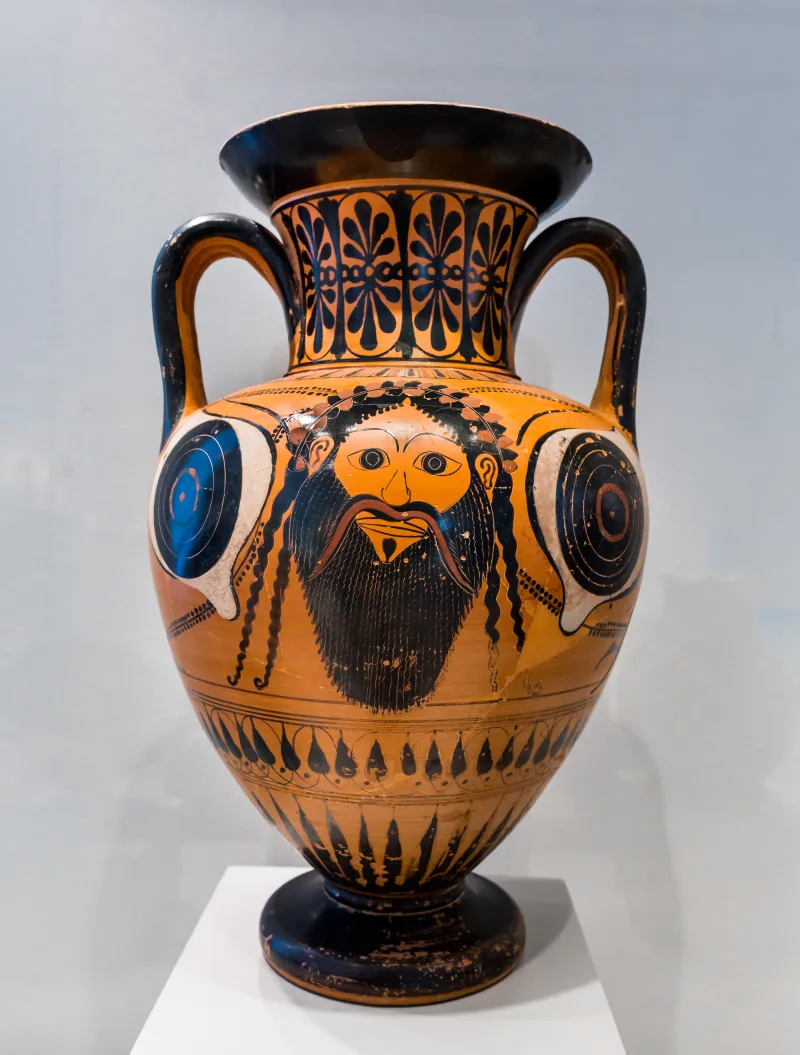 Circle Of The Antimenes Painter - Abv 275 8 - Mask Of Dionysos - Mask Of Satyr - Berlin As F 3997 - 