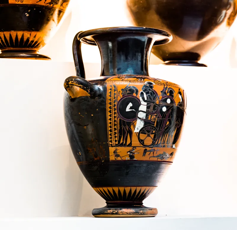Manner Of The Antimenes Painter - Abv 276 5 - Warriors With Chariots - Herakles And The Lion - München As 