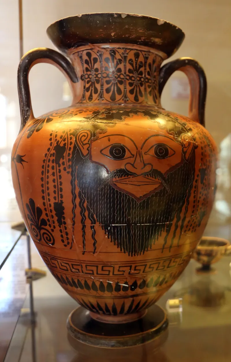 Pittore Di Antimenes Anfora Attica Con Maschera Dionisiaca, 520-500 Ac 