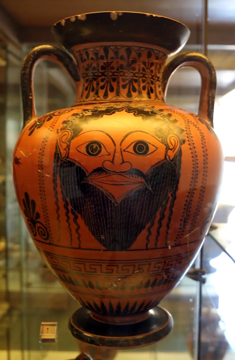 Pittore Di Antimenes Anfora Attica Con Maschera Dionisiaca, 520-500 Ac 