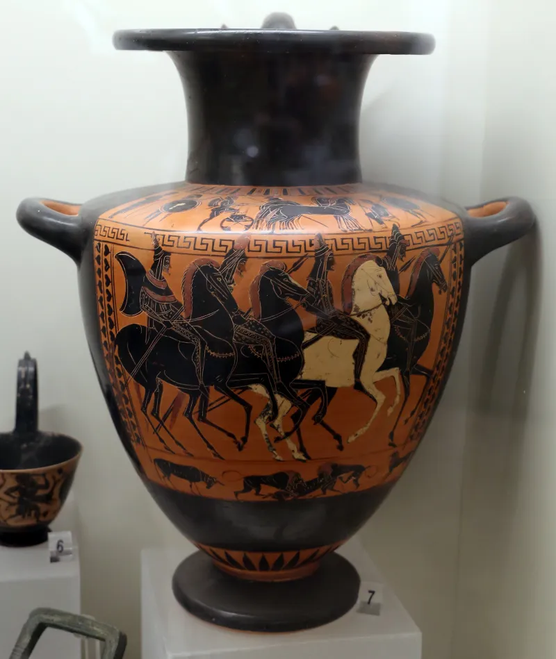 Pittore Di Antimenes (Cerchia), Hydria Con Cavalieri Sciti Al Galoppo, 530-520 Ac 