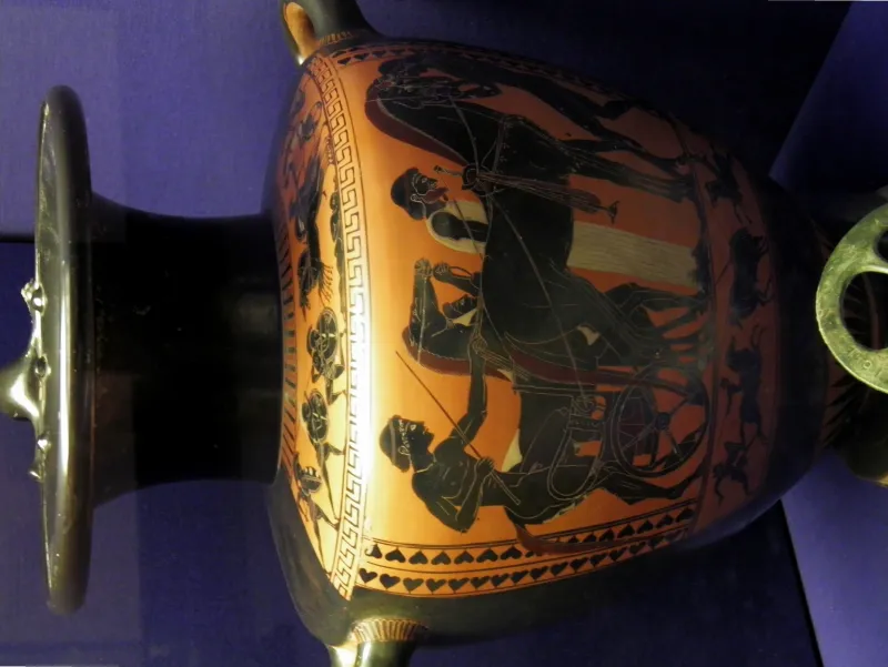 Preparing A Chariot For A Race, Black-Figured Hydria, Made In Athens About 520-500 Bc, Attributed To The Antimenes Painter, Winning At The Ancient Games, British Museum 