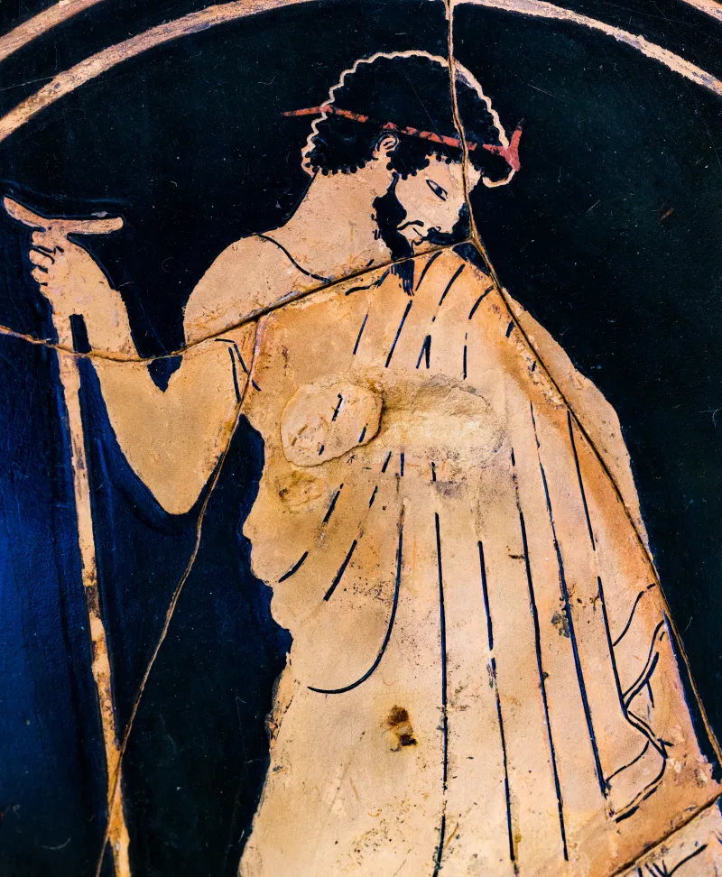 Antiphon Painter - Arv 340 62 - Draped Man With Staff - Young Athletes - Roma Mnevg 50430 - 