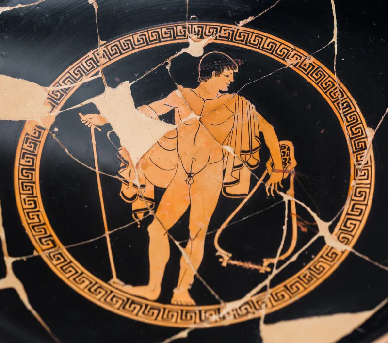 Antiphon Painter Arv 341 88 Young Komast With Barbitos And Stick - Theseus And The Bull 