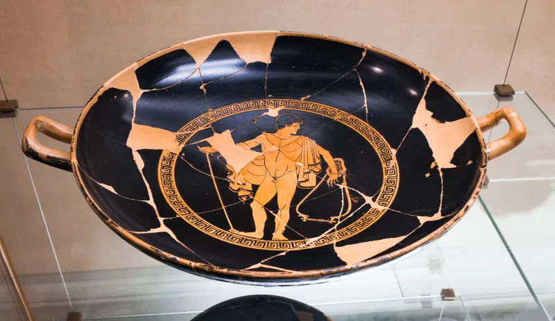 Antiphon Painter - Arv 341 88 - Young Komast With Barbitos And Stick - Theseus And The Bull - Firenze Man 3920 - 