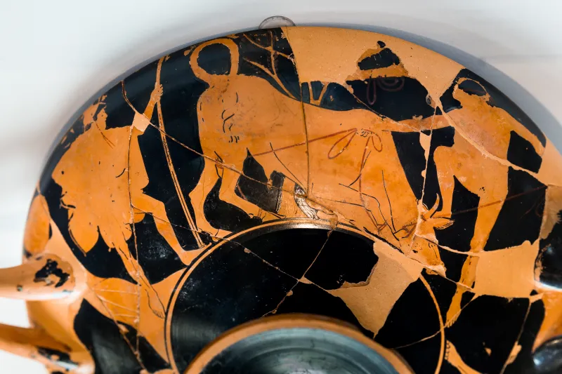 Antiphon Painter - Arv 341 88 - Young Komast With Barbitos And Stick - Theseus And The Bull - Firenze Man 3920 - 