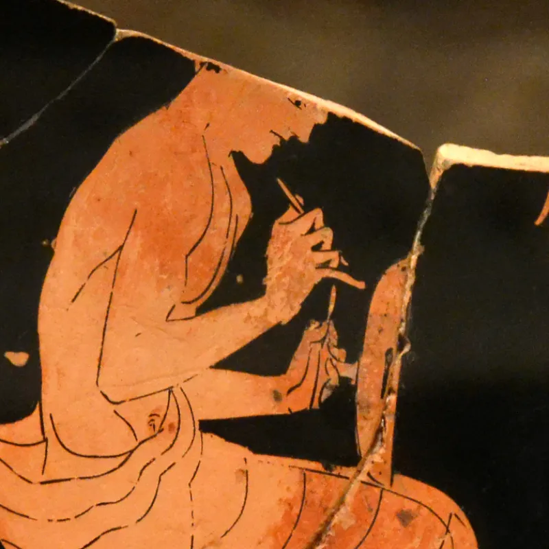 Fragmentary Kylix Depicting A Painter Decorating A Kylix By The Antiphon Painter Mfa Boston 