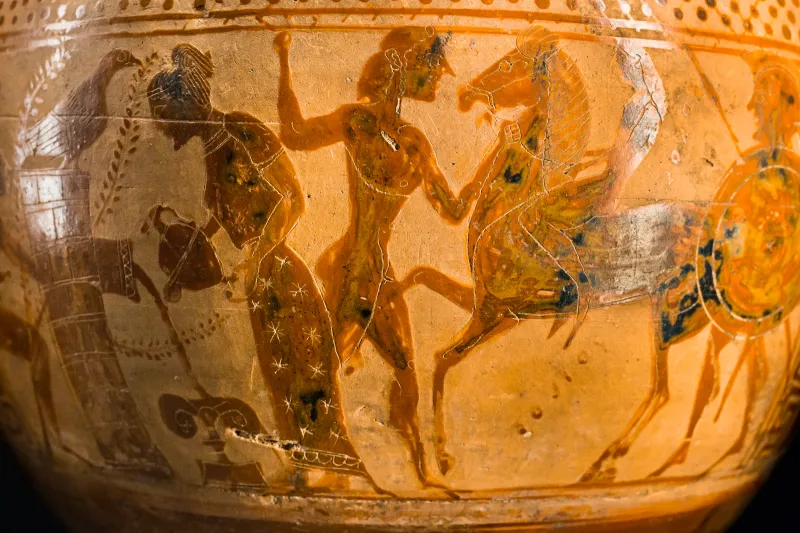 Archippe Painter - Abv 106 - Gorgo Pursuing Perseus - Achilles Ambushing Polyxena And Troilos - Wien Khm As Iv 3614 - 