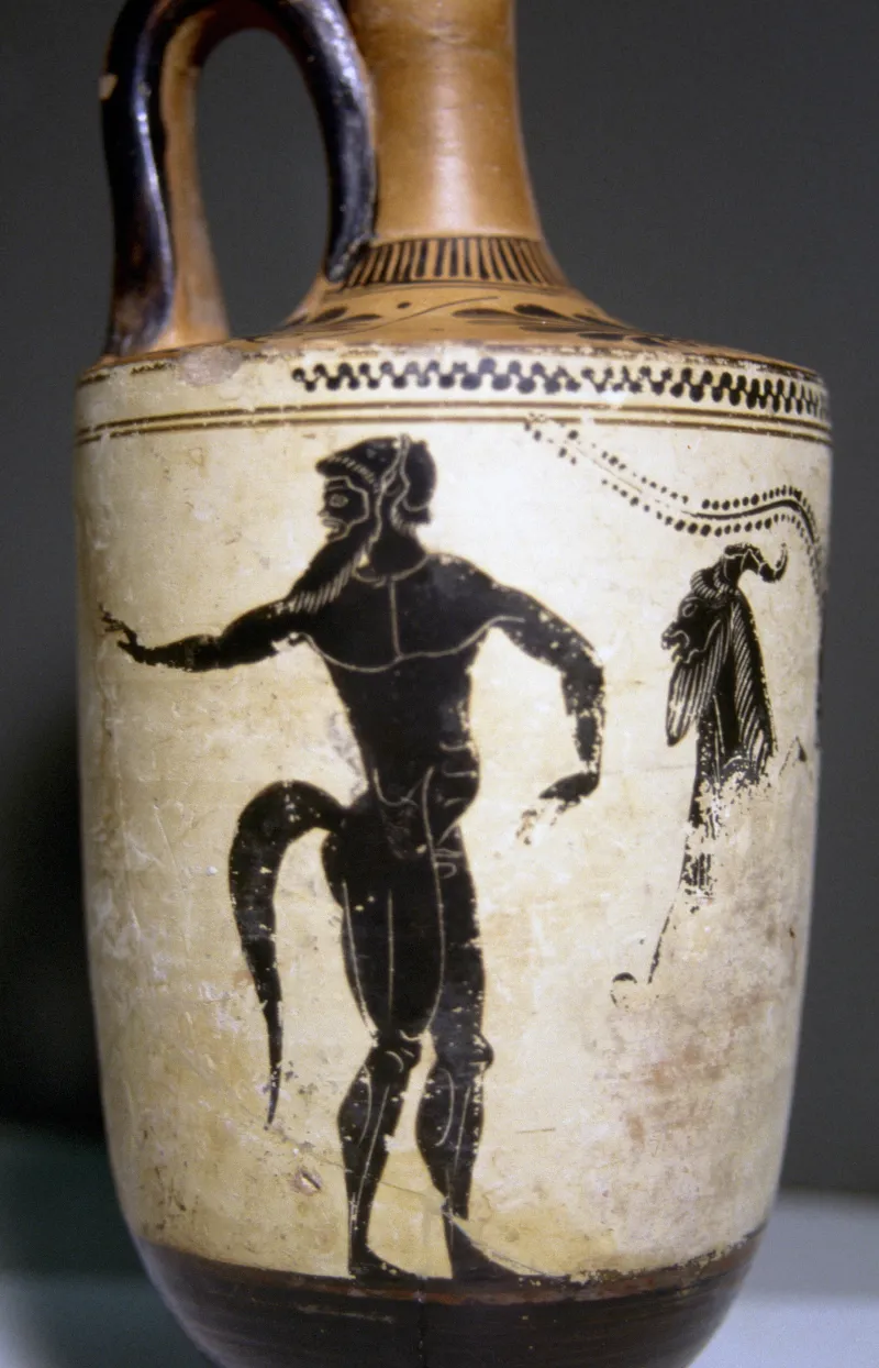 Black-Figure Lekythos, Attributed To The Athena Painter, Greek, 480-450 Bc, Terracotta With Black And White Slip, From The Hood Museum - 