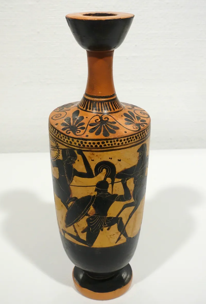 Lekythos With Two Centaurs Attacking Kaineus, Athena Painter, Greek, Attic, 490 Bc, White-Ground Technique On Earthenware - Krannert Art Museum, Uiuc - 
