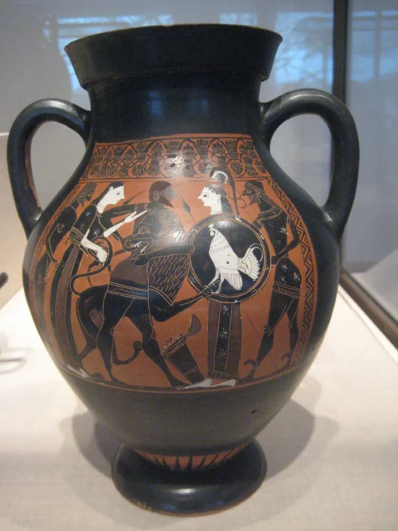 Ancient Greek Amphora Of The Tarquinia Painter Herakles Killing The Nemean 
