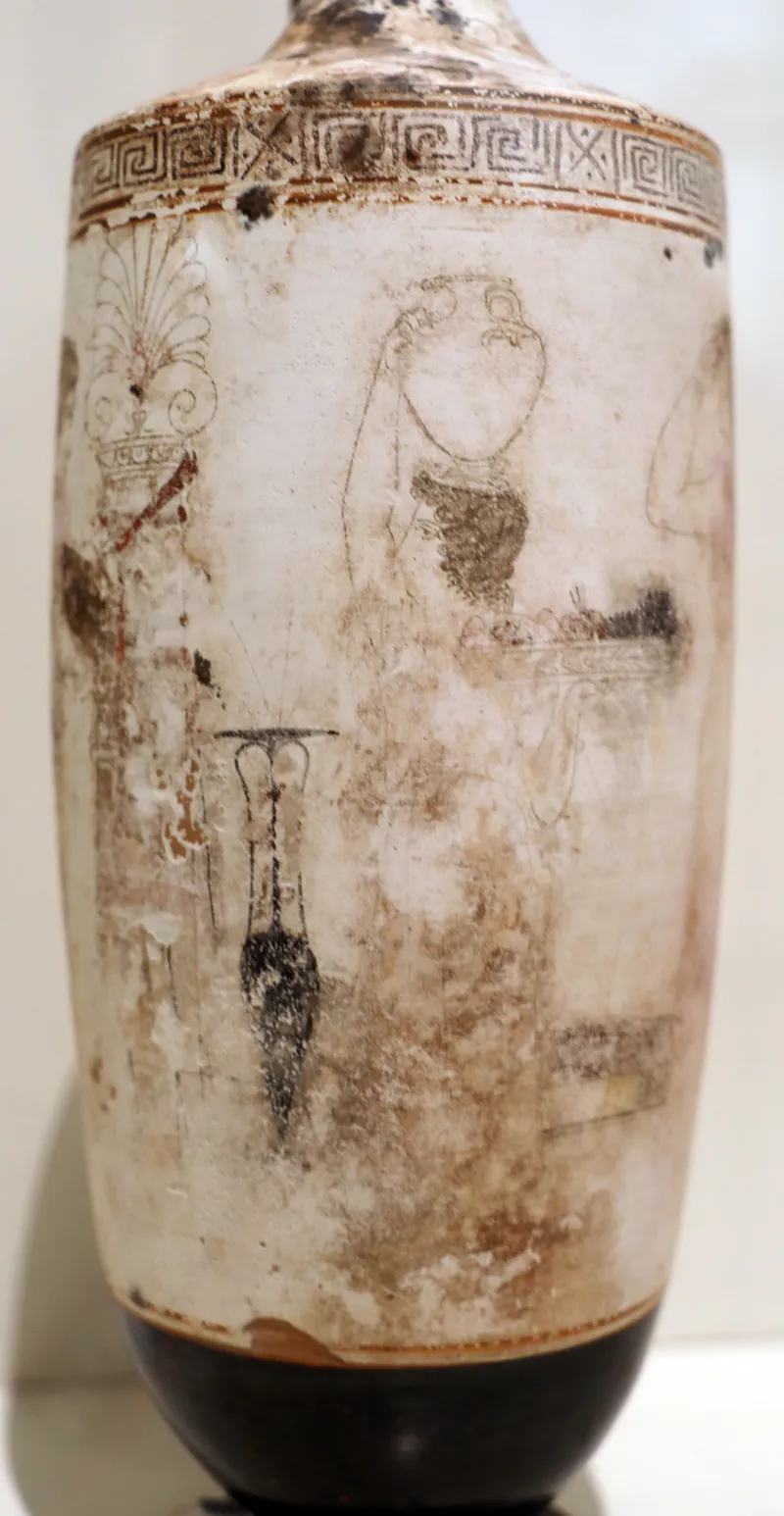 Periodo Classico, Lekythos A Sfondo Bianco Con Giovani Presso Una Tomba, Da Anavyssos, Bird Painter, 430-420 19335, 02 Hydria In 