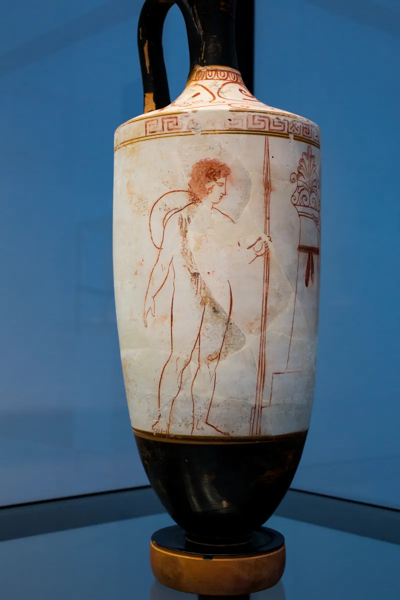 Workshop Of The Bird Painter Arv 1235 Extra - Young Warrior And Mourning Woman At Tomb Stele 