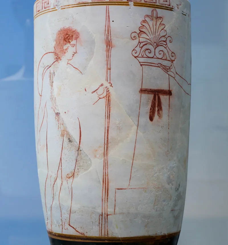 Workshop Of The Bird Painter Arv 1235 Extra - Young Warrior And Mourning Woman At Tomb Stele 